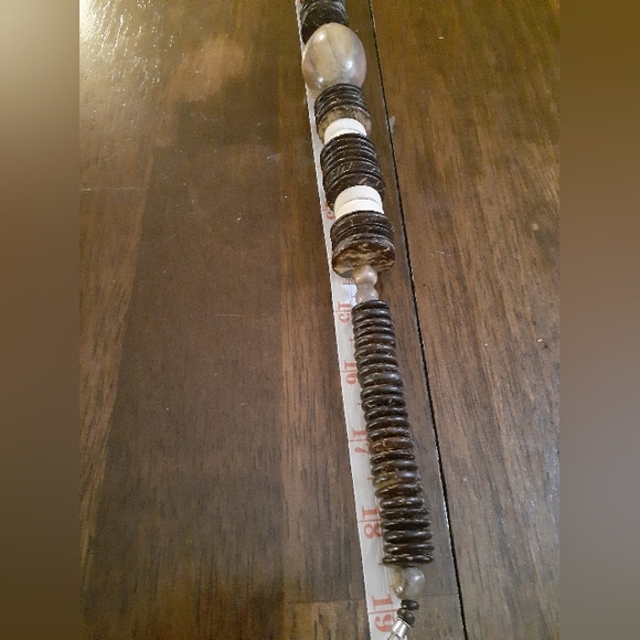 Vtg Wood Bead Necklace 19" Choker Style - Picture 10 of 16